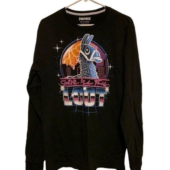 FORTNITE SIZE MEDIUM GIVE ME THE LOOT LONG SLEEVED T-SHIRT - Picture 1 of 3